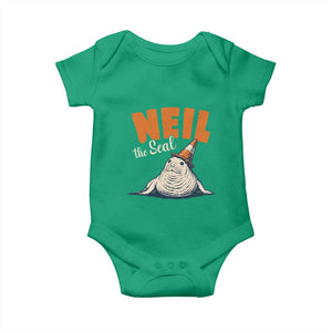 Vintage Neil the Seal Wearing Traffic Cone Hat Meme Baby Onesie Cute Retro Viral Chaotic Southern Elephant Seal TS02 Irish Green Print Your Wear
