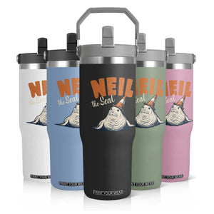 Vintage Neil the Seal Wearing Traffic Cone Hat Meme Flip Straw Tumbler Cute Retro Viral Chaotic Southern Elephant Seal TS02 Print Your Wear