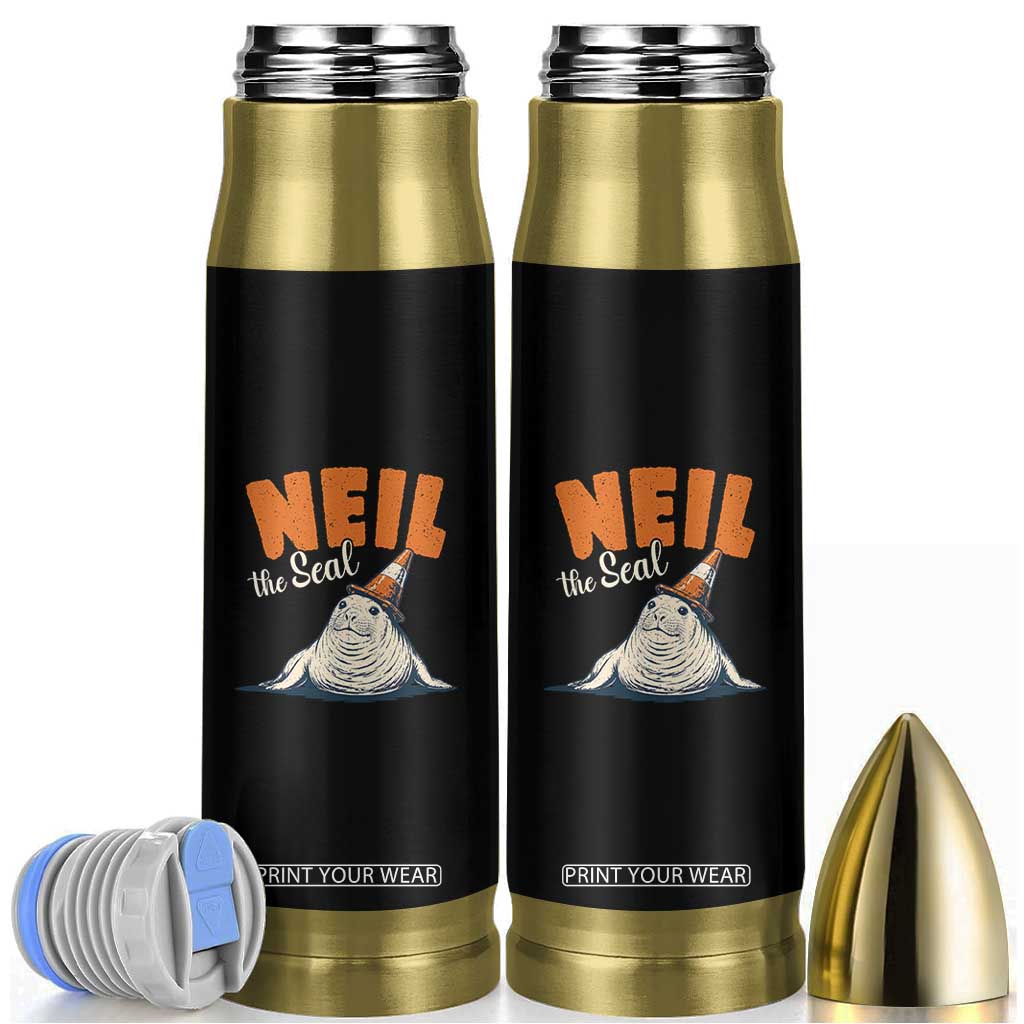 Vintage Neil the Seal Wearing Traffic Cone Hat Meme Bullet Tumbler Cute Retro Viral Chaotic Southern Elephant Seal TS02 Black Print Your Wear