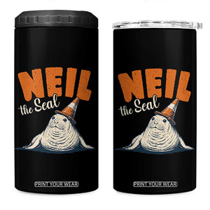 Vintage Neil the Seal Wearing Traffic Cone Hat Meme 4 in 1 Can Cooler Tumbler Cute Retro Viral Chaotic Southern Elephant Seal TS02 One Size: 16 oz Black Print Your Wear