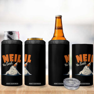 Vintage Neil the Seal Wearing Traffic Cone Hat Meme 4 in 1 Can Cooler Tumbler Cute Retro Viral Chaotic Southern Elephant Seal TS02 Print Your Wear