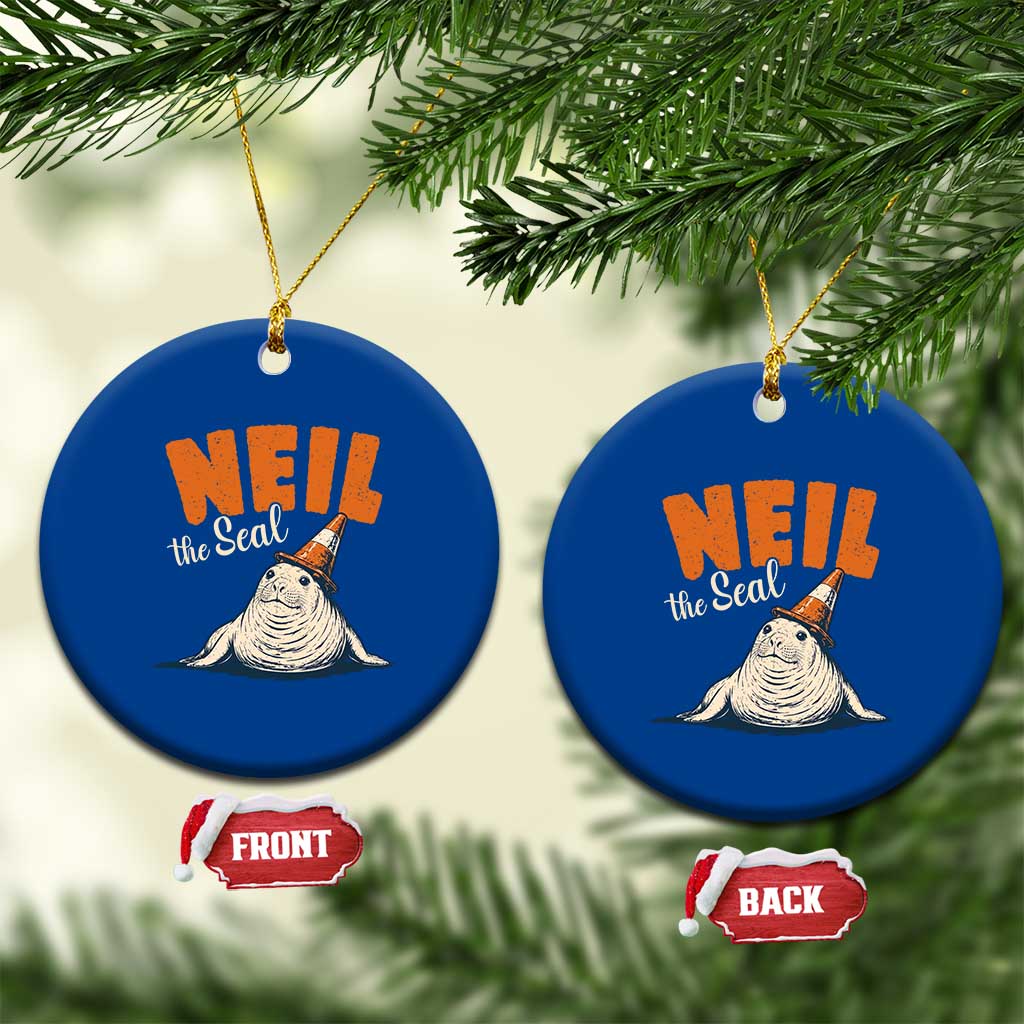 Vintage Neil the Seal Wearing Traffic Cone Hat Meme Ceramic Ornament Cute Retro Viral Chaotic Southern Elephant Seal TS02 1pc Blue Print Your Wear