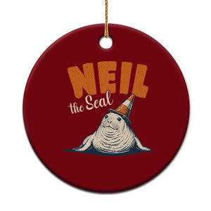 Vintage Neil the Seal Wearing Traffic Cone Hat Meme Ceramic Ornament Cute Retro Viral Chaotic Southern Elephant Seal TS02 1pc Red Print Your Wear