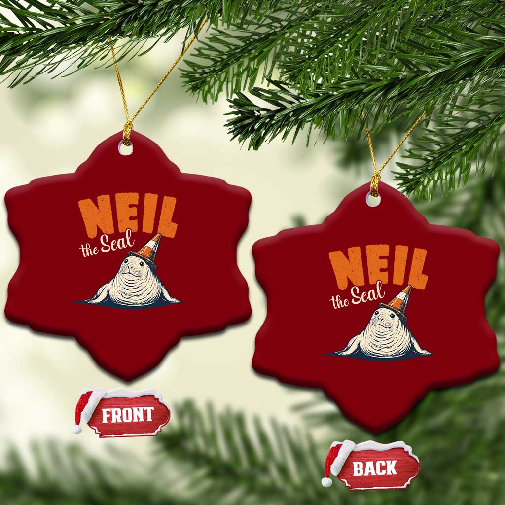 Vintage Neil the Seal Wearing Traffic Cone Hat Meme Ceramic Ornament Cute Retro Viral Chaotic Southern Elephant Seal TS02 Print Your Wear