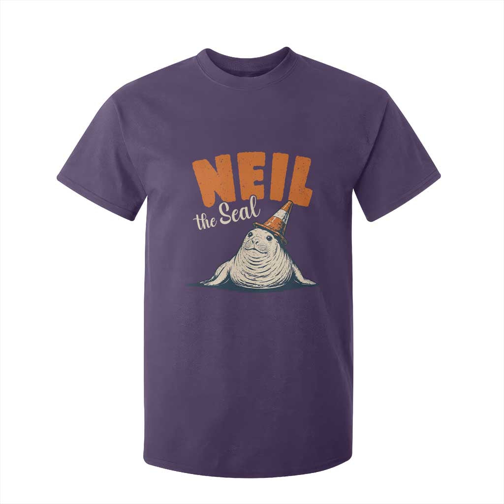 Vintage Neil the Seal Wearing Traffic Cone Hat Meme T Shirt For Kid Cute Retro Viral Chaotic Southern Elephant Seal TS02 Purple Print Your Wear