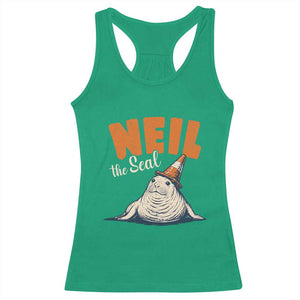 Vintage Neil the Seal Wearing Traffic Cone Hat Meme Racerback Tank Top Cute Retro Viral Chaotic Southern Elephant Seal TS02 Irish Green Print Your Wear