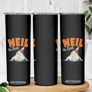 Vintage Neil the Seal Wearing Traffic Cone Hat Meme Skinny Tumbler Cute Retro Viral Chaotic Southern Elephant Seal TS02 Print Your Wear