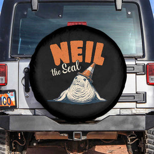 Vintage Neil the Seal Wearing Traffic Cone Hat Meme Spare Tire Cover Cute Retro Viral Chaotic Southern Elephant Seal TS02 No hole Black Print Your Wear