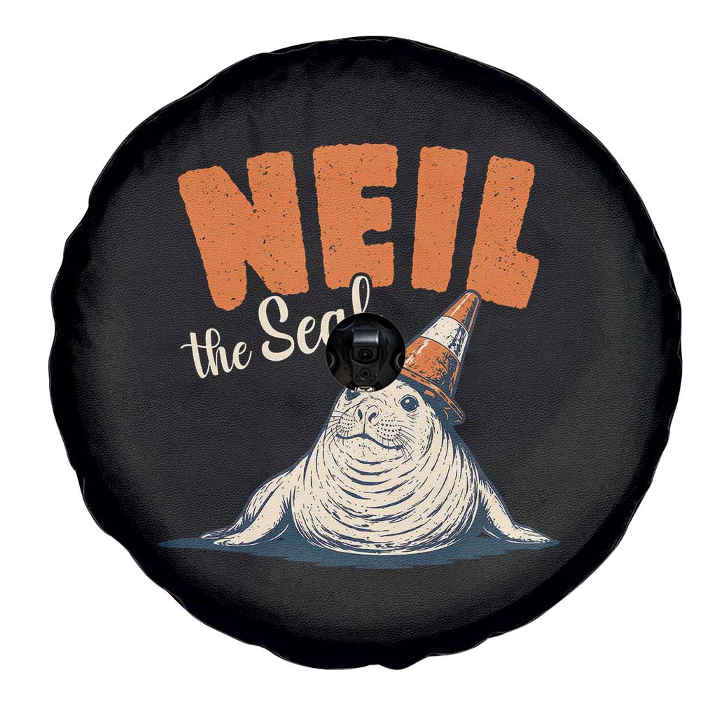 Vintage Neil the Seal Wearing Traffic Cone Hat Meme Spare Tire Cover Cute Retro Viral Chaotic Southern Elephant Seal TS02 Print Your Wear