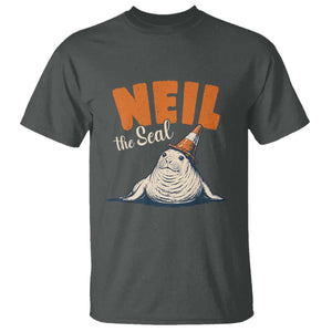 Vintage Neil the Seal Wearing Traffic Cone Hat Meme T Shirt Cute Retro Viral Chaotic Southern Elephant Seal TS02 Dark Heather Print Your Wear