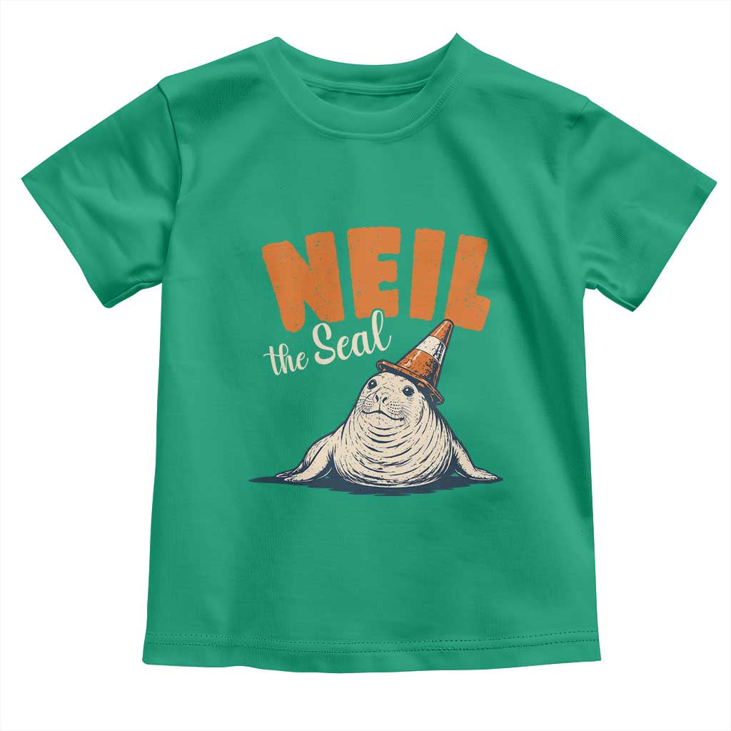 Vintage Neil the Seal Wearing Traffic Cone Hat Meme Toddler T Shirt Cute Retro Viral Chaotic Southern Elephant Seal TS02 Irish Green Print Your Wear