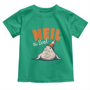 Vintage Neil the Seal Wearing Traffic Cone Hat Meme Toddler T Shirt Cute Retro Viral Chaotic Southern Elephant Seal TS02 Irish Green Print Your Wear