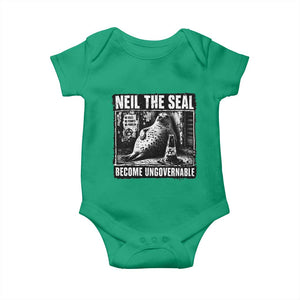 Punk Rock Neil the Seal Become Ungovernable Poster Style Baby Onesie Funny Viral Chaotic Elephant Seal Traffic Cone Meme TS02 Irish Green Print Your Wear