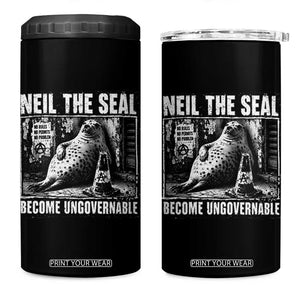 Punk Rock Neil the Seal Become Ungovernable Poster Style 4 in 1 Can Cooler Tumbler Funny Viral Chaotic Elephant Seal Traffic Cone Meme TS02 One Size: 16 oz Black Print Your Wear