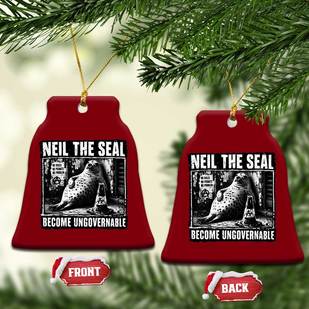 Punk Rock Neil the Seal Become Ungovernable Poster Style Ceramic Ornament Funny Viral Chaotic Elephant Seal Traffic Cone Meme TS02 Print Your Wear
