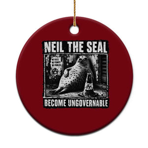 Punk Rock Neil the Seal Become Ungovernable Poster Style Ceramic Ornament Funny Viral Chaotic Elephant Seal Traffic Cone Meme TS02 1pc Red Print Your Wear