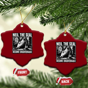 Punk Rock Neil the Seal Become Ungovernable Poster Style Ceramic Ornament Funny Viral Chaotic Elephant Seal Traffic Cone Meme TS02 Print Your Wear