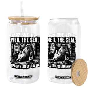 Punk Rock Neil the Seal Become Ungovernable Poster Style Glass Can Funny Viral Chaotic Elephant Seal Traffic Cone Meme TS02 Print Your Wear