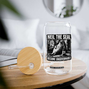 Punk Rock Neil the Seal Become Ungovernable Poster Style Glass Can Funny Viral Chaotic Elephant Seal Traffic Cone Meme TS02 Print Your Wear