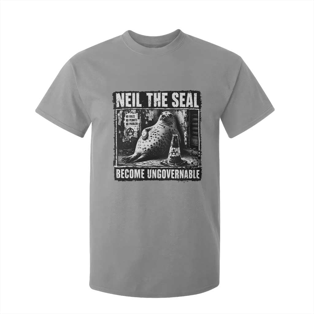 Punk Rock Neil the Seal Become Ungovernable Poster Style T Shirt For Kid Funny Viral Chaotic Elephant Seal Traffic Cone Meme TS02 Sport Gray Print Your Wear