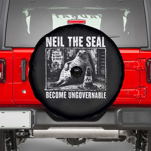 Punk Rock Neil the Seal Become Ungovernable Poster Style Spare Tire Cover Funny Viral Chaotic Elephant Seal Traffic Cone Meme TS02 Black Print Your Wear