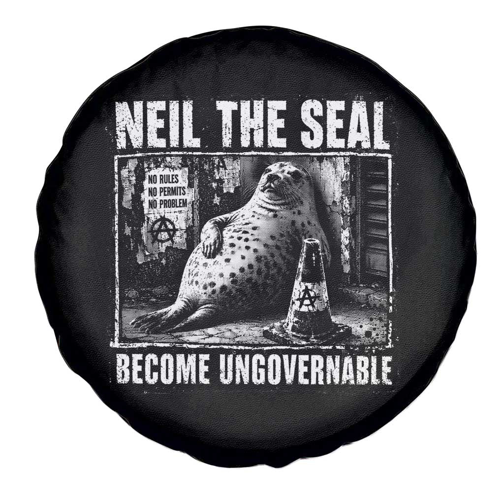 Punk Rock Neil the Seal Become Ungovernable Poster Style Spare Tire Cover Funny Viral Chaotic Elephant Seal Traffic Cone Meme TS02 Print Your Wear