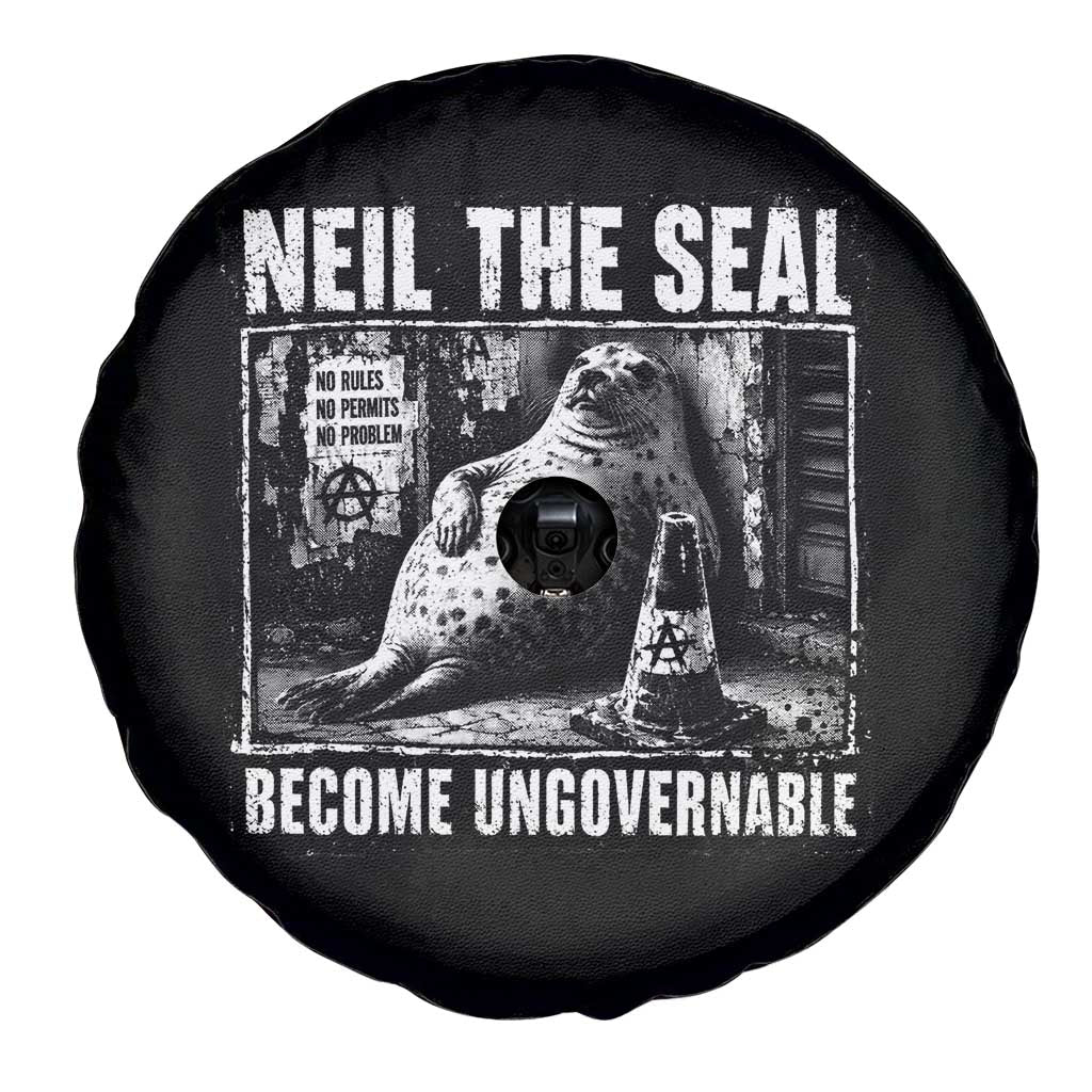 Punk Rock Neil the Seal Become Ungovernable Poster Style Spare Tire Cover Funny Viral Chaotic Elephant Seal Traffic Cone Meme TS02 Print Your Wear