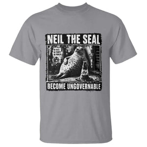 Punk Rock Neil the Seal Become Ungovernable Poster Style T Shirt Funny Viral Chaotic Elephant Seal Traffic Cone Meme TS02 Sport Gray Print Your Wear