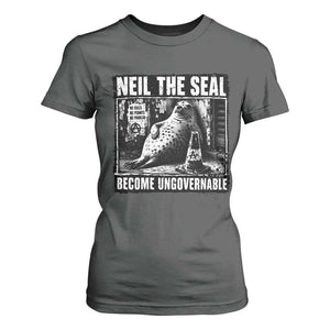 Punk Rock Neil the Seal Become Ungovernable Poster Style T Shirt For Women Funny Viral Chaotic Elephant Seal Traffic Cone Meme TS02 Dark Heather Print Your Wear