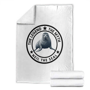 The Legend The Myth Neil The Seal Emblem Graphic Throw Blanket Funny Viral Southern Elephant Seal Meme TS02 White Print Your Wear