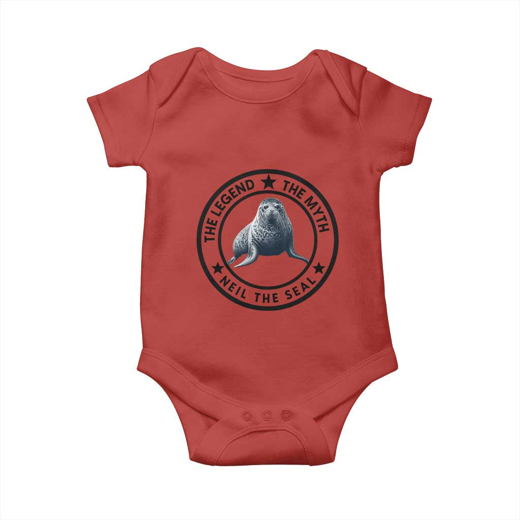 The Legend The Myth Neil The Seal Emblem Graphic Baby Onesie Funny Viral Southern Elephant Seal Meme TS02 Red Print Your Wear