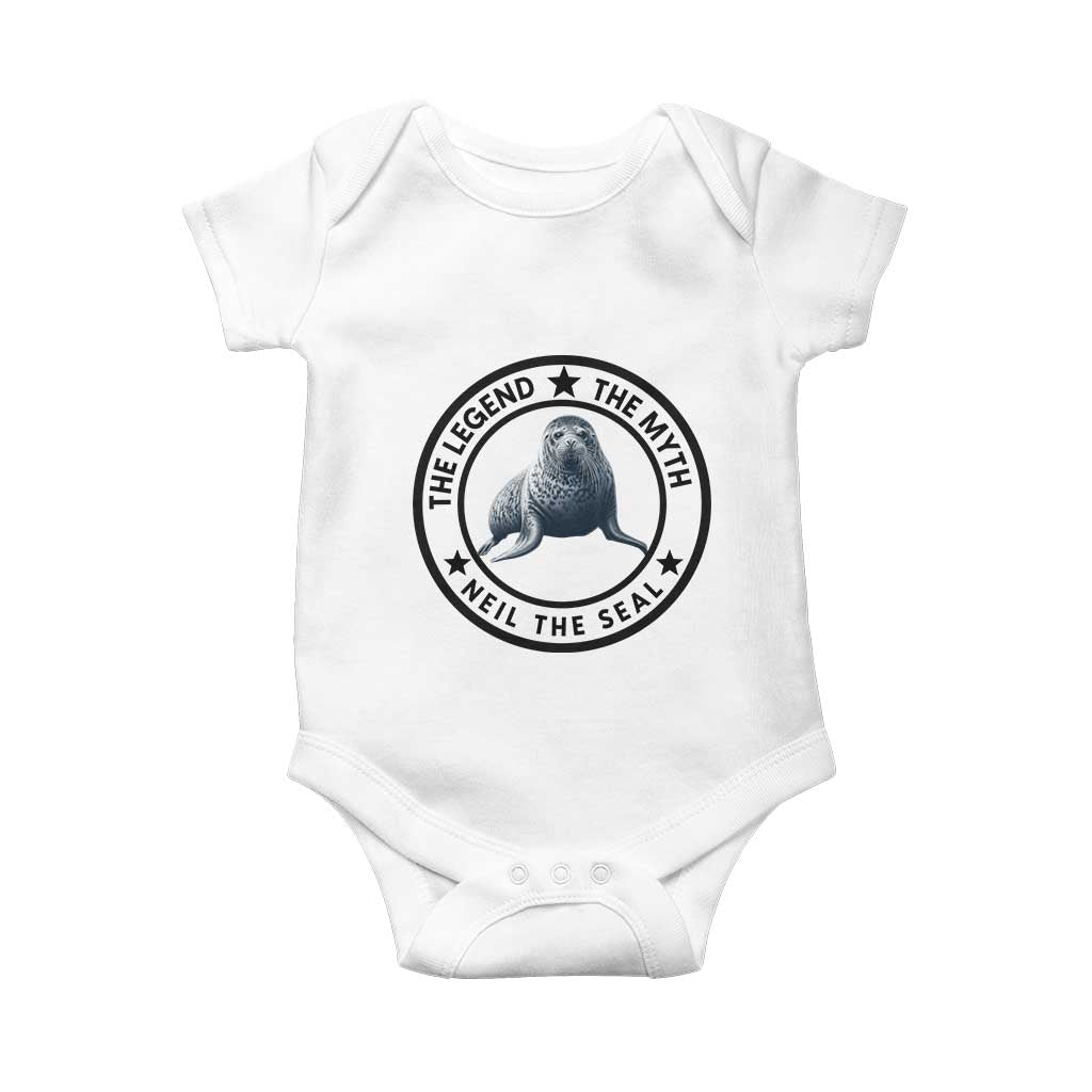 The Legend The Myth Neil The Seal Emblem Graphic Baby Onesie Funny Viral Southern Elephant Seal Meme TS02 White Print Your Wear