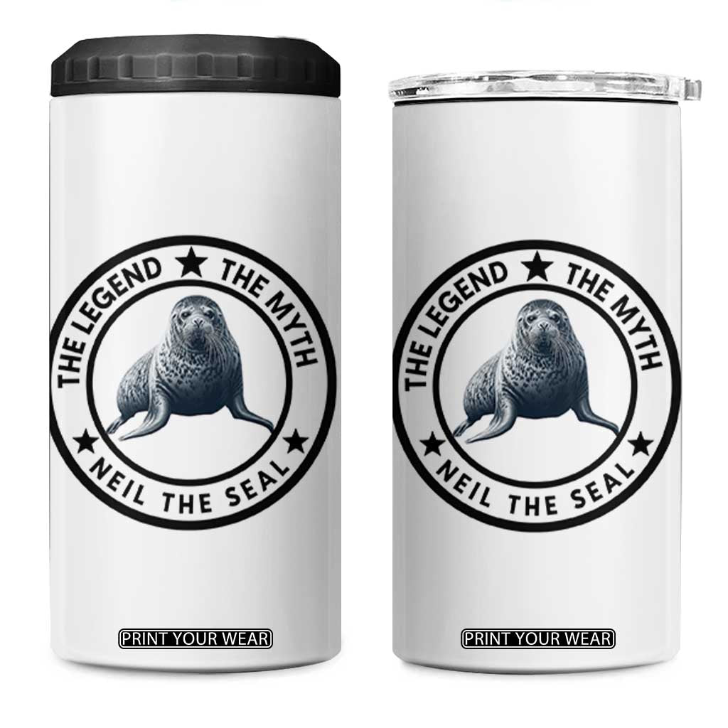The Legend The Myth Neil The Seal Emblem Graphic 4 in 1 Can Cooler Tumbler Funny Viral Southern Elephant Seal Meme TS02 One Size: 16 oz White Print Your Wear