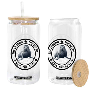 The Legend The Myth Neil The Seal Emblem Graphic Glass Can Funny Viral Southern Elephant Seal Meme TS02 Print Your Wear