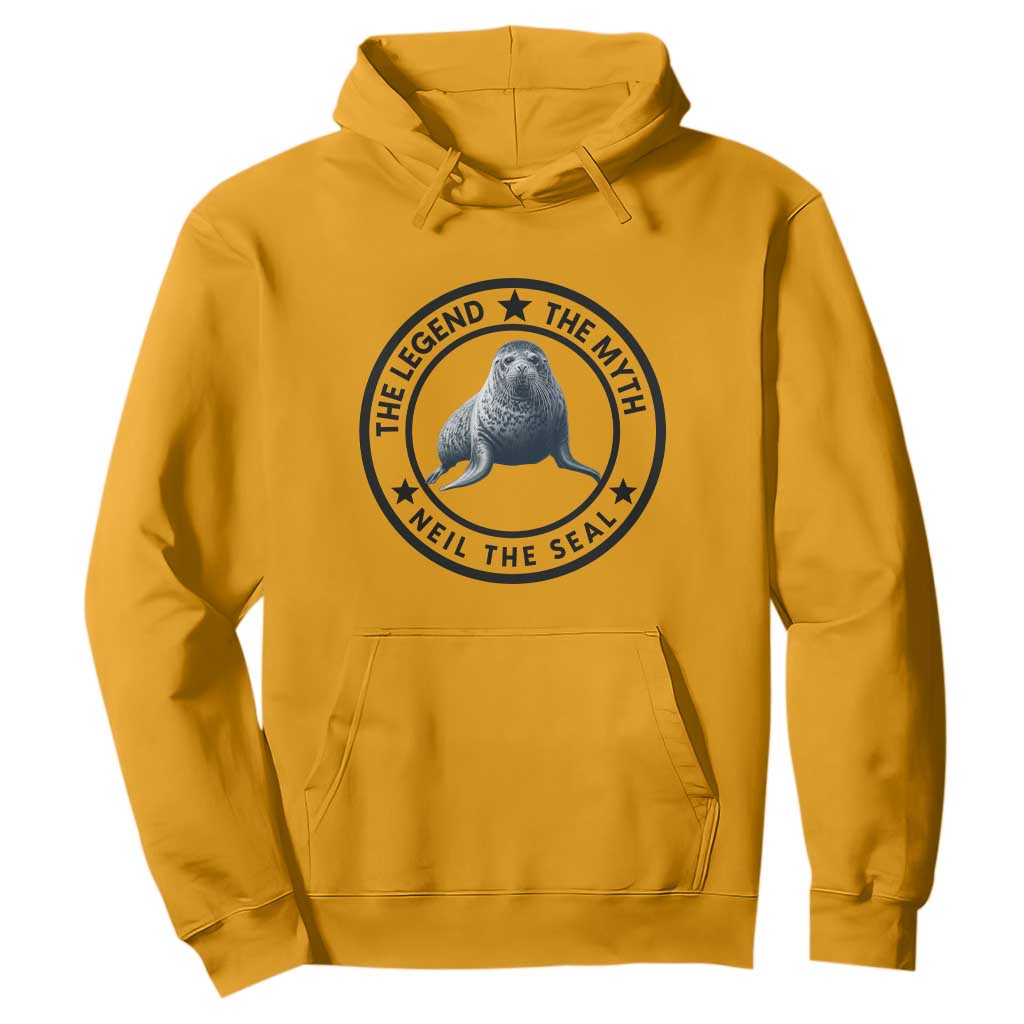 The Legend The Myth Neil The Seal Emblem Graphic Hoodie Funny Viral Southern Elephant Seal Meme TS02 Gold Print Your Wear
