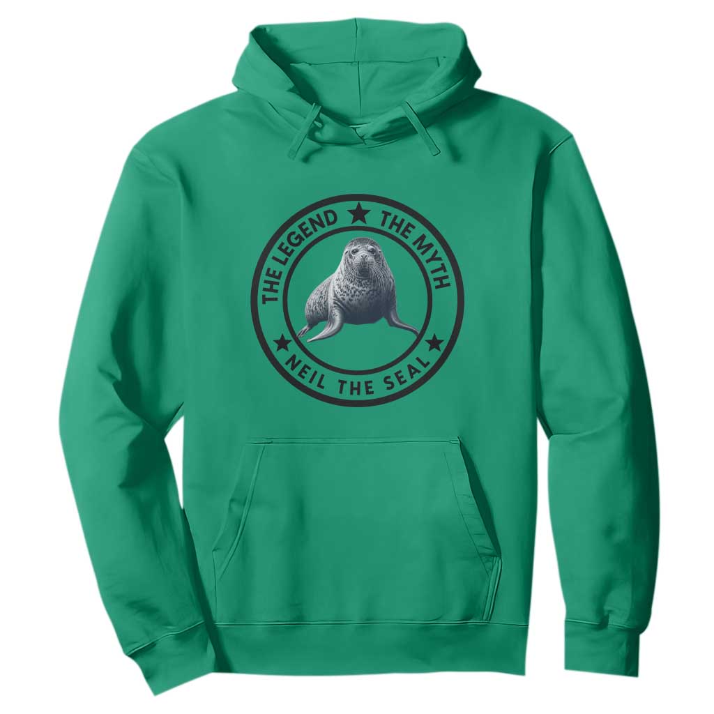 The Legend The Myth Neil The Seal Emblem Graphic Hoodie Funny Viral Southern Elephant Seal Meme TS02 Irish Green Print Your Wear