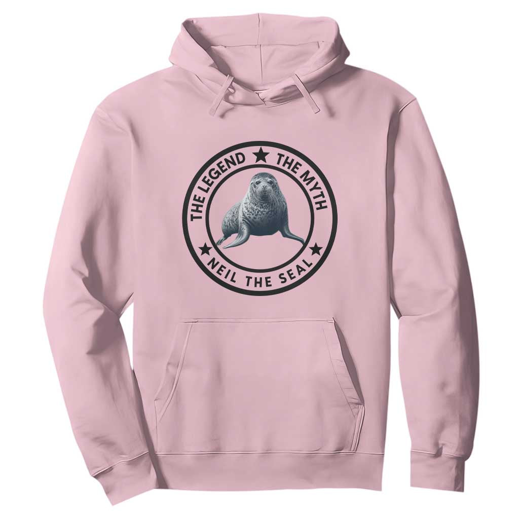 The Legend The Myth Neil The Seal Emblem Graphic Hoodie Funny Viral Southern Elephant Seal Meme TS02 Light Pink Print Your Wear