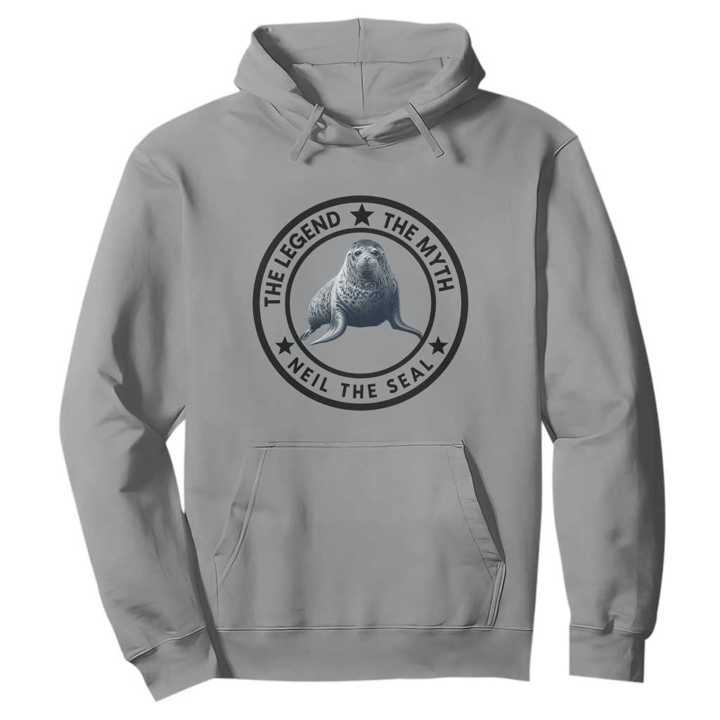 The Legend The Myth Neil The Seal Emblem Graphic Hoodie Funny Viral Southern Elephant Seal Meme TS02 Sport Gray Print Your Wear