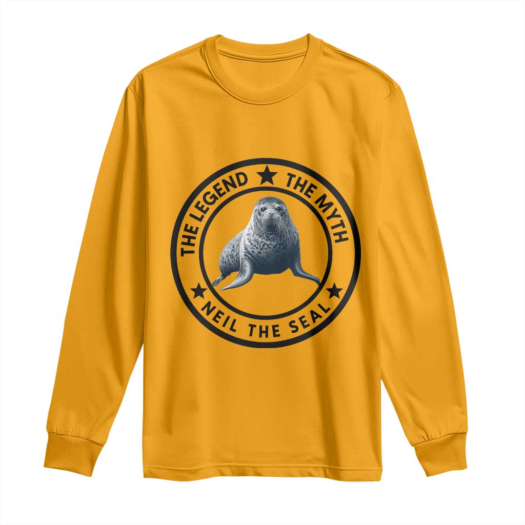 The Legend The Myth Neil The Seal Emblem Graphic Long Sleeve Shirt Funny Viral Southern Elephant Seal Meme TS02 Gold Print Your Wear