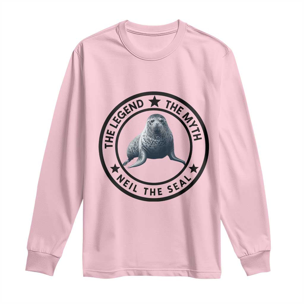 The Legend The Myth Neil The Seal Emblem Graphic Long Sleeve Shirt Funny Viral Southern Elephant Seal Meme TS02 Light Pink Print Your Wear