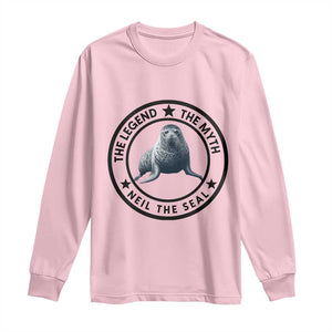 The Legend The Myth Neil The Seal Emblem Graphic Long Sleeve Shirt Funny Viral Southern Elephant Seal Meme TS02 Light Pink Print Your Wear