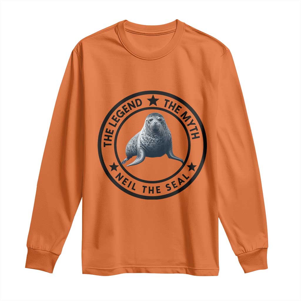 The Legend The Myth Neil The Seal Emblem Graphic Long Sleeve Shirt Funny Viral Southern Elephant Seal Meme TS02 Orange Print Your Wear