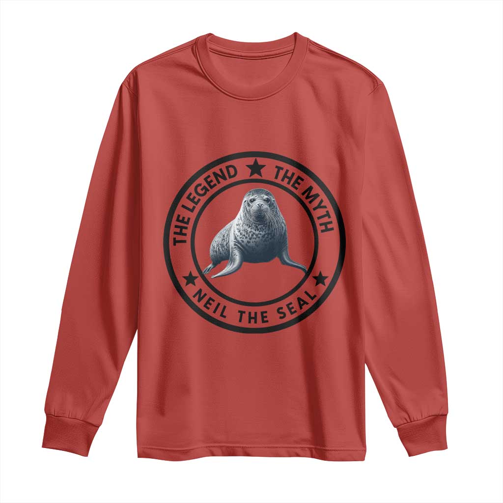 The Legend The Myth Neil The Seal Emblem Graphic Long Sleeve Shirt Funny Viral Southern Elephant Seal Meme TS02 Red Print Your Wear