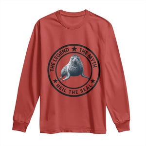 The Legend The Myth Neil The Seal Emblem Graphic Long Sleeve Shirt Funny Viral Southern Elephant Seal Meme TS02 Red Print Your Wear
