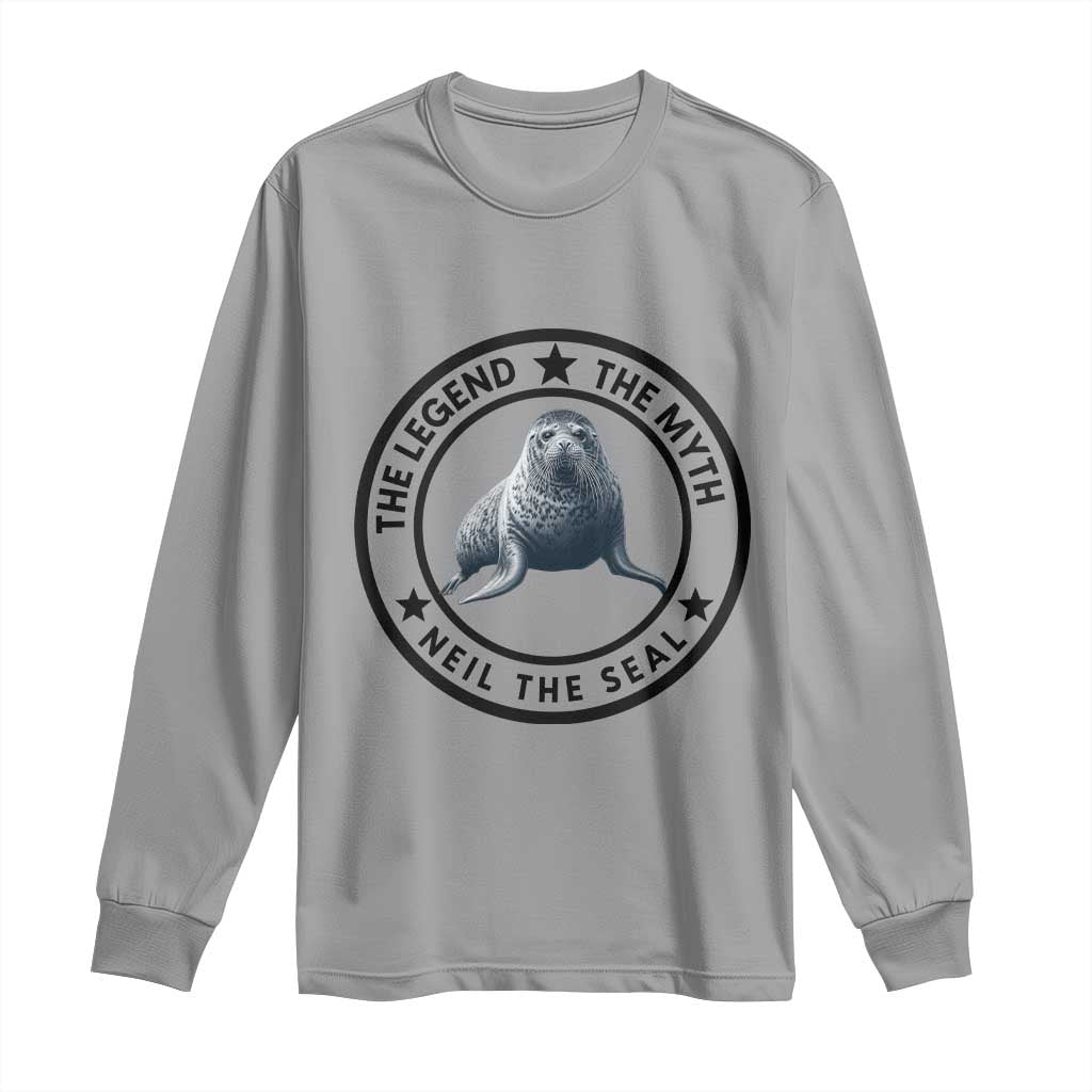 The Legend The Myth Neil The Seal Emblem Graphic Long Sleeve Shirt Funny Viral Southern Elephant Seal Meme TS02 Sport Gray Print Your Wear