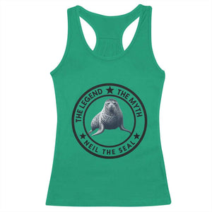 The Legend The Myth Neil The Seal Emblem Graphic Racerback Tank Top Funny Viral Southern Elephant Seal Meme TS02 Irish Green Print Your Wear