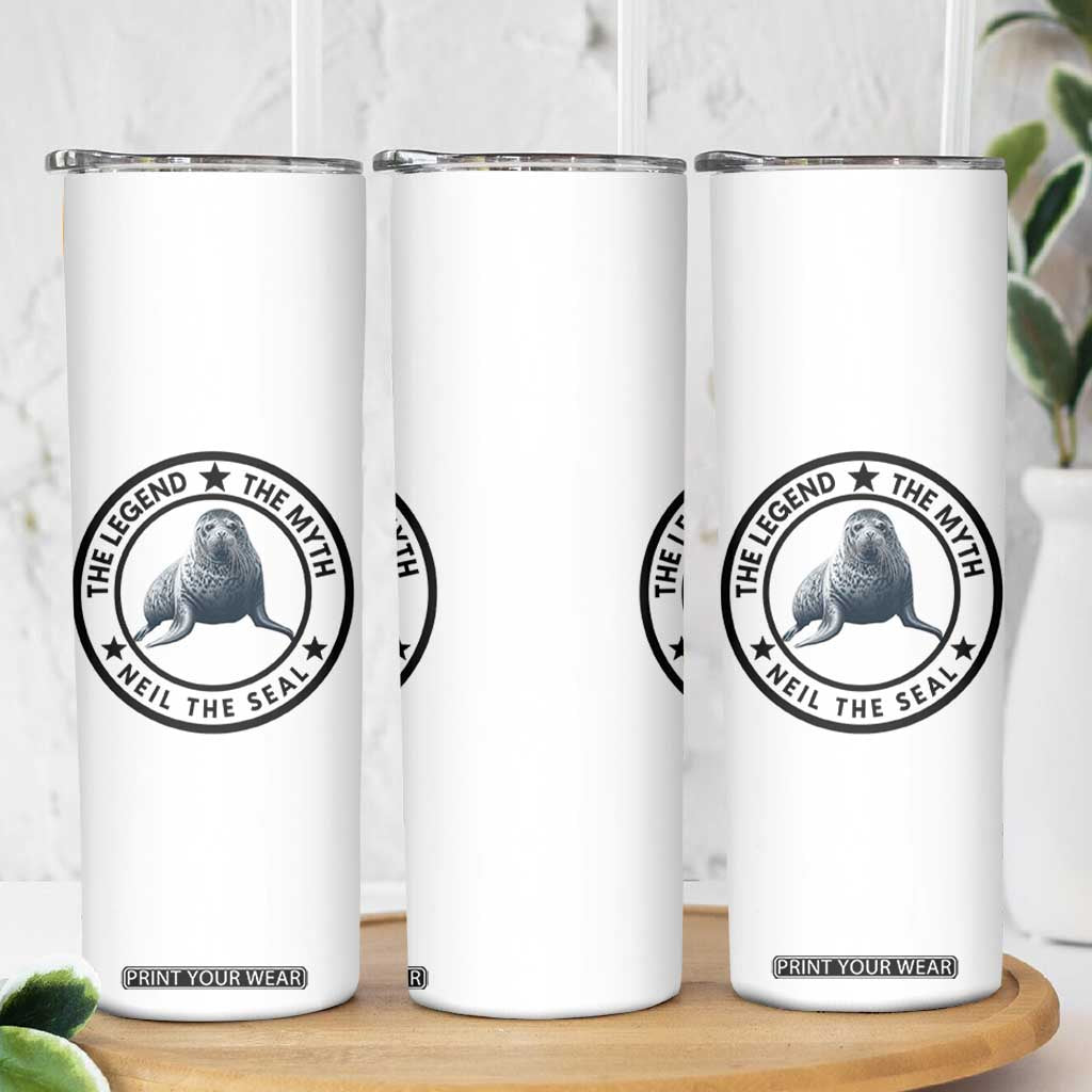 The Legend The Myth Neil The Seal Emblem Graphic Skinny Tumbler Funny Viral Southern Elephant Seal Meme TS02 Print Your Wear