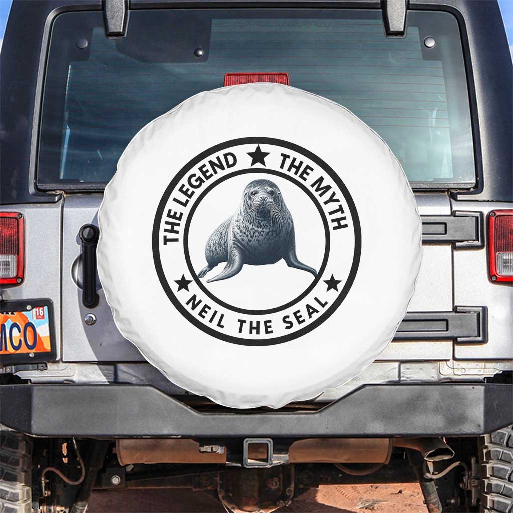 The Legend The Myth Neil The Seal Emblem Graphic Spare Tire Cover Funny Viral Southern Elephant Seal Meme TS02 No hole White Print Your Wear