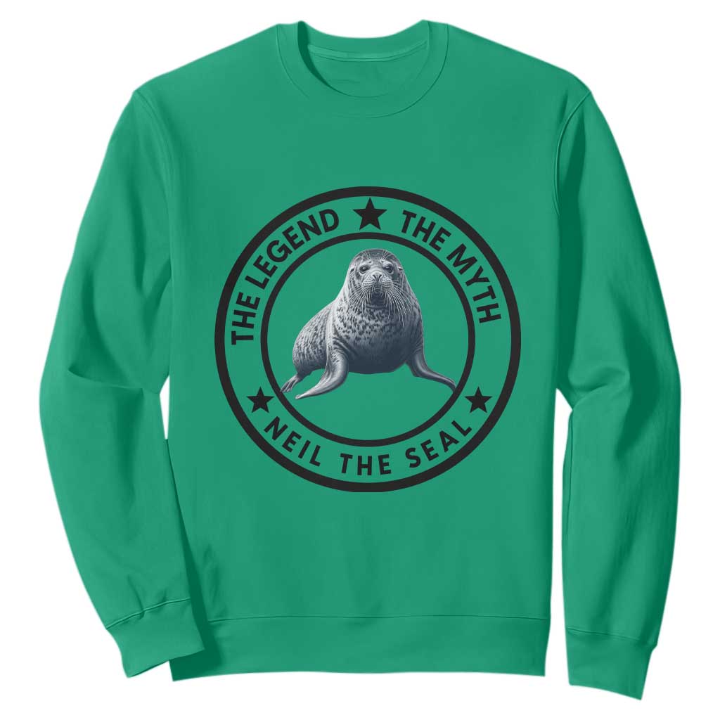 The Legend The Myth Neil The Seal Emblem Graphic Sweatshirt Funny Viral Southern Elephant Seal Meme TS02 Irish Green Print Your Wear