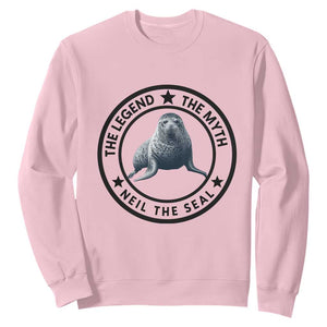 The Legend The Myth Neil The Seal Emblem Graphic Sweatshirt Funny Viral Southern Elephant Seal Meme TS02 Light Pink Print Your Wear